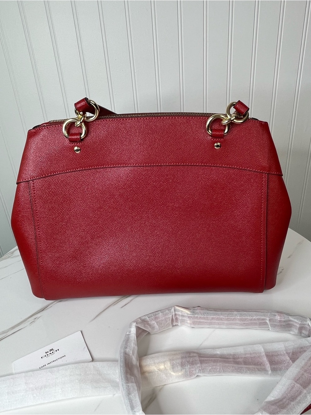 Coach Brooke Carryall Washed Red Crossgrain Leather Shoulder Bag Crossbody Purse - Picture 8 of 13